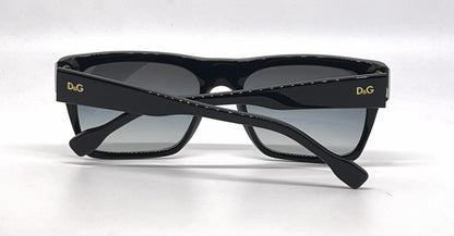 D&G 3044 783/8G Square White/Black-Vintage Sunglasses Grey Gradient Lenses-Unworn