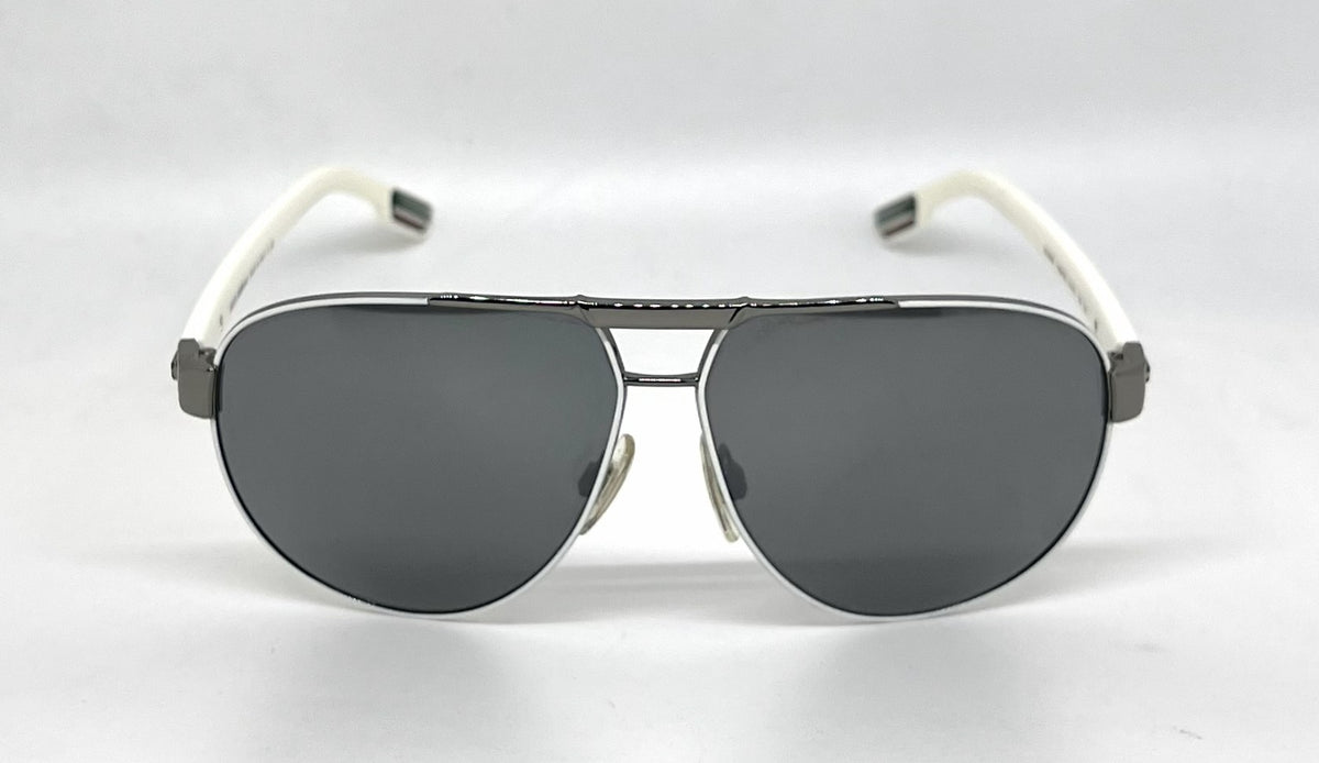 Dolce and Gabbana DG2099 1085/6G Gunmetal-White Silver Aviator-Vintage Sunglasses Grey Gradient Lenses-Unworn