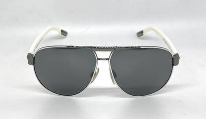Dolce and Gabbana DG2099 1085/6G Gunmetal-White Silver Aviator-Vintage Sunglasses Grey Gradient Lenses-Unworn