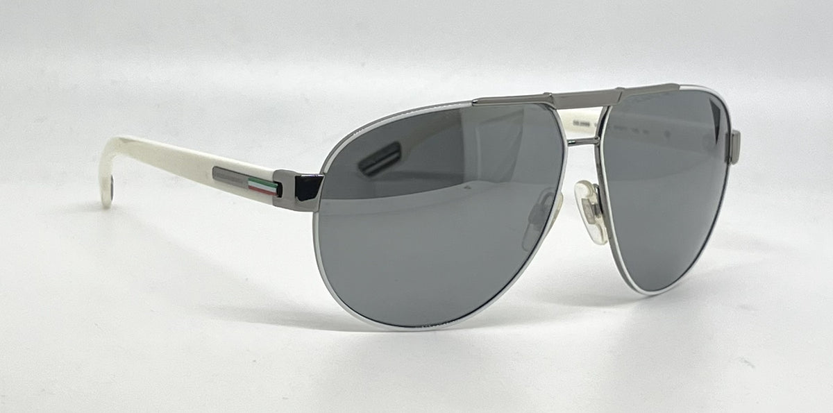 Dolce and Gabbana DG2099 1085/6G Gunmetal-White Silver Aviator-Vintage Sunglasses Grey Gradient Lenses-Unworn