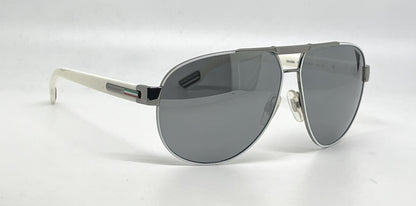 Dolce and Gabbana DG2099 1085/6G Gunmetal-White Silver Aviator-Vintage Sunglasses Grey Gradient Lenses-Unworn