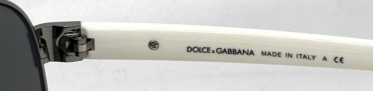 Dolce and Gabbana DG2099 1085/6G Gunmetal-White Silver Aviator-Vintage Sunglasses Grey Gradient Lenses-Unworn