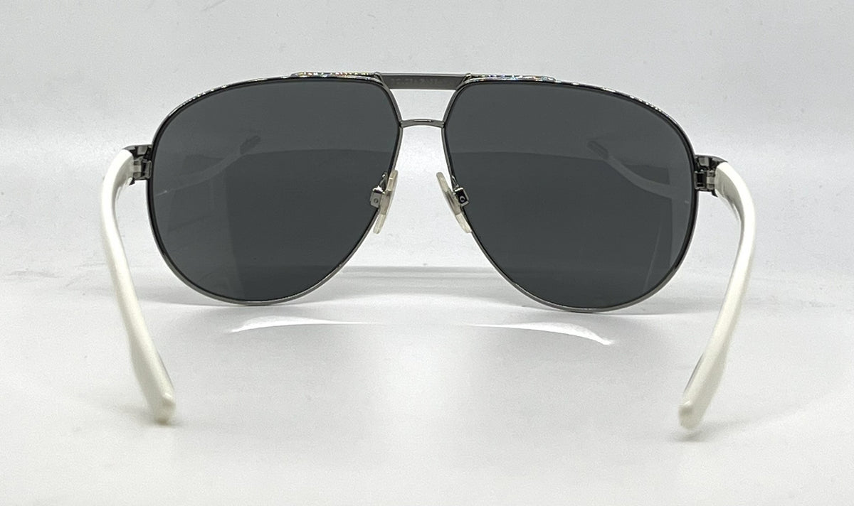 Dolce and Gabbana DG2099 1085/6G Gunmetal-White Silver Aviator-Vintage Sunglasses Grey Gradient Lenses-Unworn