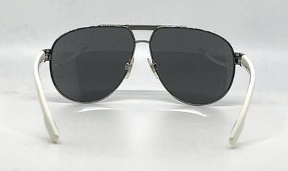 Dolce and Gabbana DG2099 1085/6G Gunmetal-White Silver Aviator-Vintage Sunglasses Grey Gradient Lenses-Unworn
