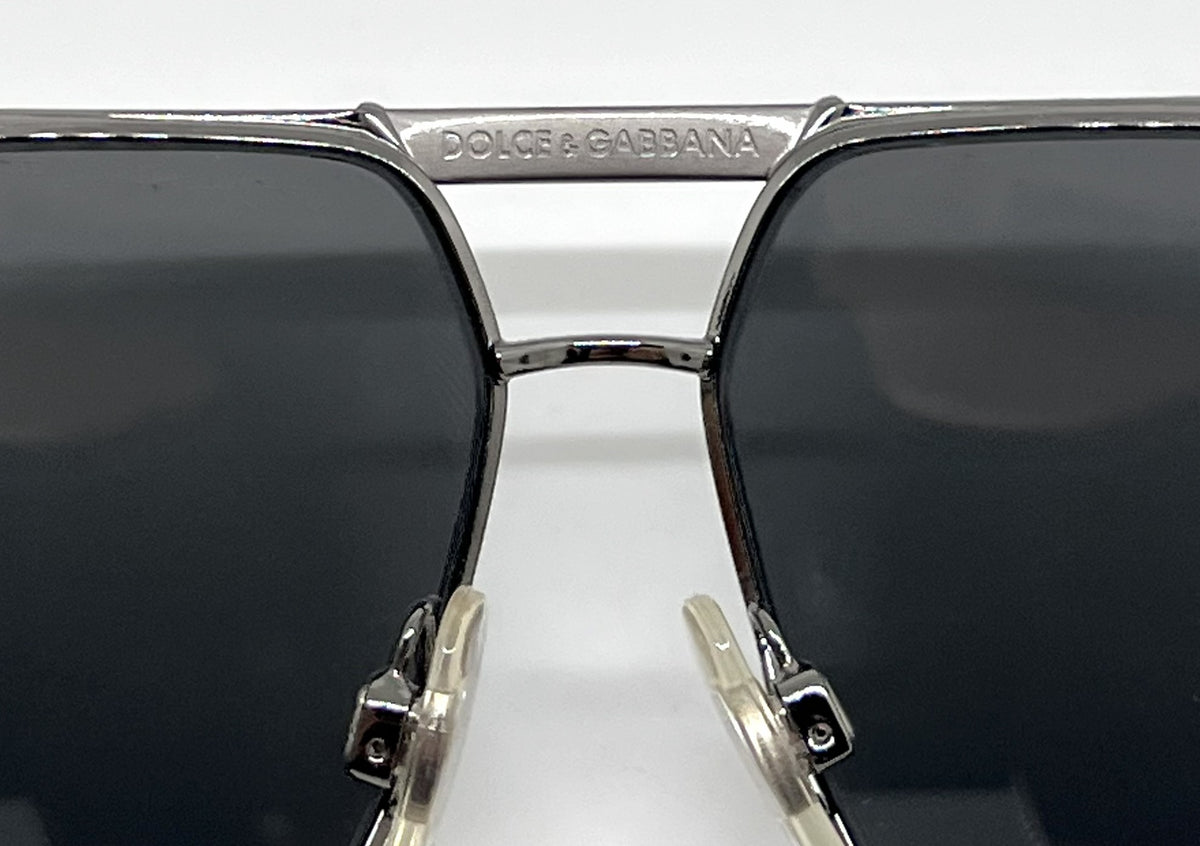 Dolce and Gabbana DG2099 1085/6G Gunmetal-White Silver Aviator-Vintage Sunglasses Grey Gradient Lenses-Unworn