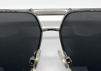 Dolce and Gabbana DG2099 1085/6G Gunmetal-White Silver Aviator-Vintage Sunglasses Grey Gradient Lenses-Unworn