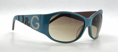 D&G 3008 595/13 Teal Wraparound-Vintage Sunglasses Brown Gradient Lenses-Unworn