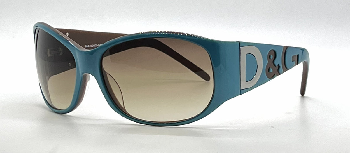D&G 3008 595/13 Teal Wraparound-Vintage Sunglasses Brown Gradient Lenses-Unworn