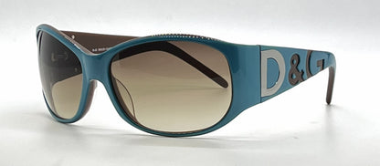D&G 3008 595/13 Teal Wraparound-Vintage Sunglasses Brown Gradient Lenses-Unworn