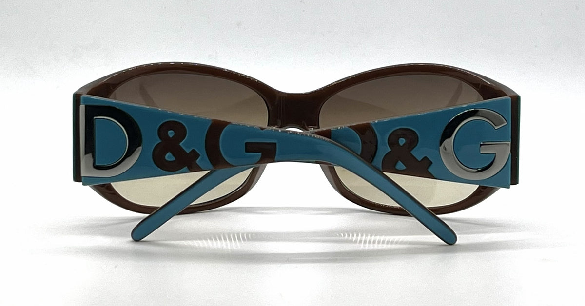 D&G 3008 595/13 Teal Wraparound-Vintage Sunglasses Brown Gradient Lenses-Unworn