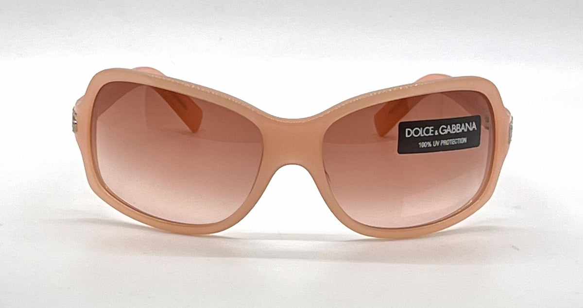 Dolce and Gabbana DG648S 852 Peach Wraparound-Vintage Sunglasses Brown-Rose Gradient Lenses-Unworn