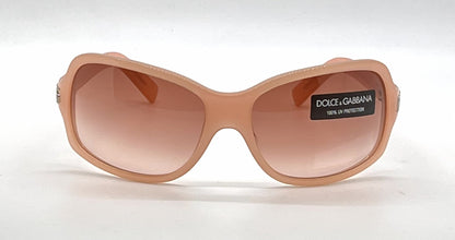 Dolce and Gabbana DG648S 852 Peach Wraparound-Vintage Sunglasses Brown-Rose Gradient Lenses-Unworn