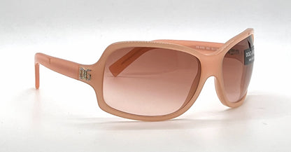 Dolce and Gabbana DG648S 852 Peach Wraparound-Vintage Sunglasses Brown-Rose Gradient Lenses-Unworn