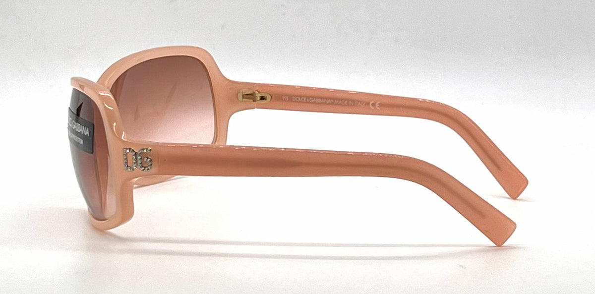 Dolce and Gabbana DG648S 852 Peach Wraparound-Vintage Sunglasses Brown-Rose Gradient Lenses-Unworn