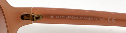 Dolce and Gabbana DG648S 852 Peach Wraparound-Vintage Sunglasses Brown-Rose Gradient Lenses-Unworn