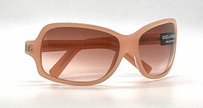 Dolce and Gabbana DG648S 852 Peach Wraparound-Vintage Sunglasses Brown-Rose Gradient Lenses-Unworn