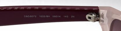 D&G8072 1632/8H Wayfarer-Vintage Sunglasses Blush-Burgundy Pink-Unworn