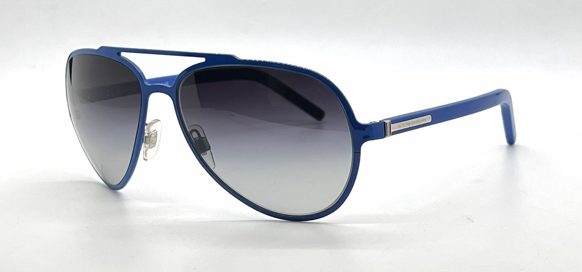 Dolce and Gabbana DG2081 458/8G Double-Bridge Aviator-Vintage Sunglasses Blue-Grey Gradient-Unworn