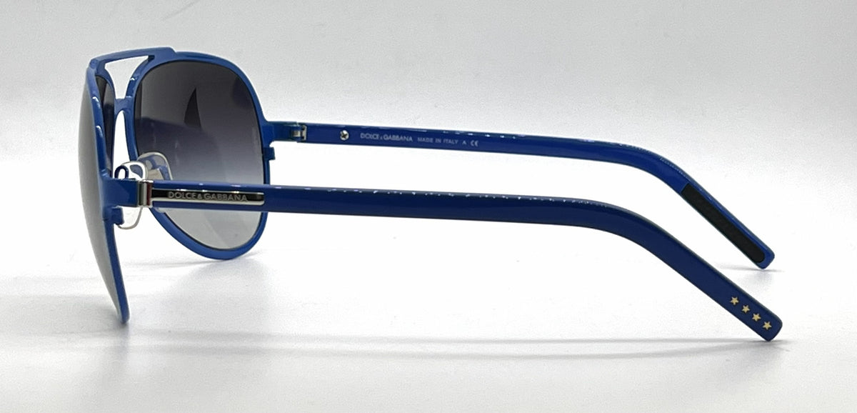 Dolce and Gabbana DG2081 458/8G Double-Bridge Aviator-Vintage Sunglasses Blue-Grey Gradient-Unworn