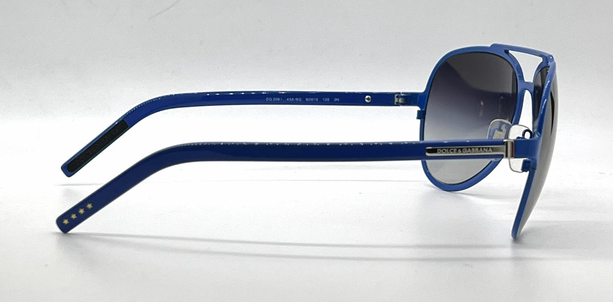 Dolce and Gabbana DG2081 458/8G Double-Bridge Aviator-Vintage Sunglasses Blue-Grey Gradient-Unworn