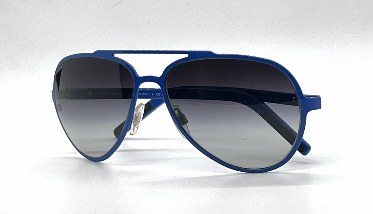 Dolce and Gabbana DG2081 458/8G Double-Bridge Aviator-Vintage Sunglasses Blue-Grey Gradient-Unworn