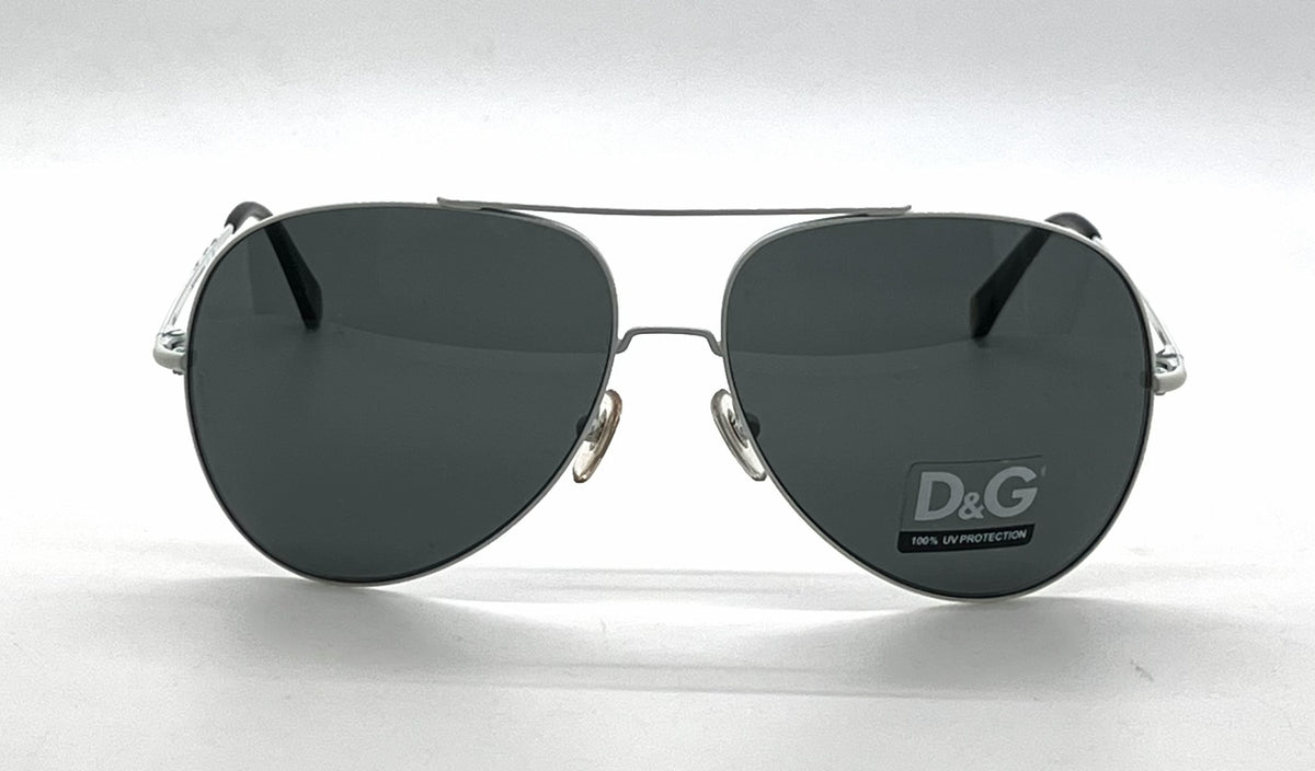D&G6069 011/87 Aviator-Vintage Sunglasses Silver-White Grey-Unworn