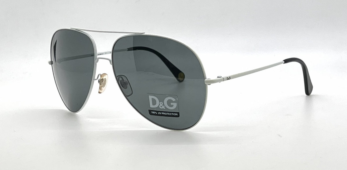 D&G6069 011/87 Aviator-Vintage Sunglasses Silver-White Grey-Unworn