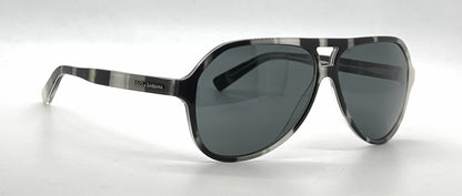 Dolce and Gabbana DG4182P 2724/87 Aviator-Vintage Sunglasses Black-White Marble-Unworn