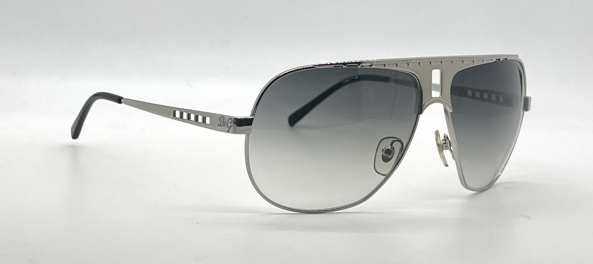 D&G6018 05/8G Aviator-Vintage Sunglasses Silver-Chrome Grey Lenses-Unworn
