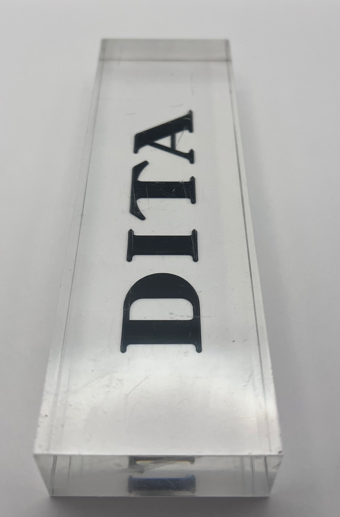 DITA ACRYLIC IN STORE LOGO - DISPLAY - PLAGUE - SIGN - 8.5 x 2.5 x 1 inches.