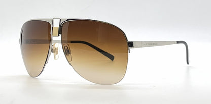 Dolce and Gabbana DG2021 044/13 Double-Bridge Aviator-Vintage Sunglasses Silver-Brown Gradient Lenses-Unworn