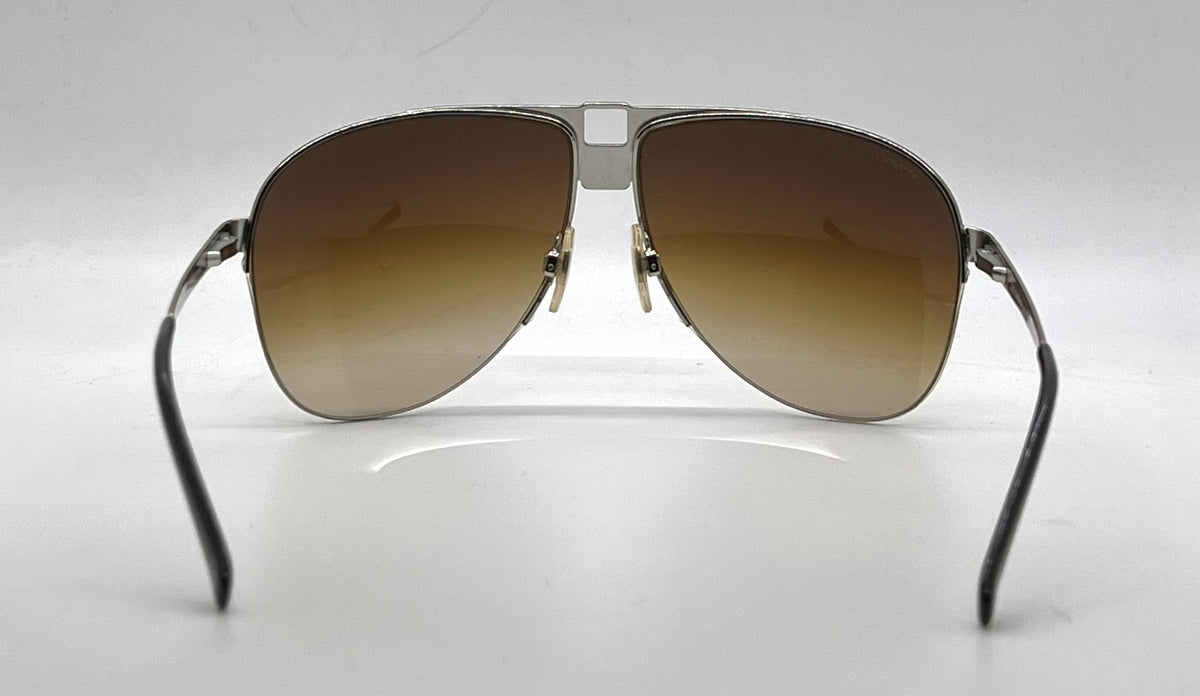 Dolce and Gabbana DG2021 044/13 Double-Bridge Aviator-Vintage Sunglasses Silver-Brown Gradient Lenses-Unworn