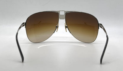Dolce and Gabbana DG2021 044/13 Double-Bridge Aviator-Vintage Sunglasses Silver-Brown Gradient Lenses-Unworn