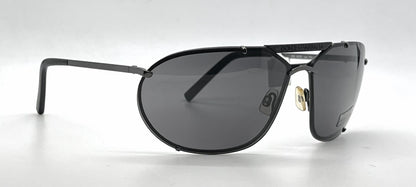 Dolce and Gabbana DG427S 731 Sporty Wraparound-Vintage Sunglasses Black-Solid Grey Lenses-Unworn