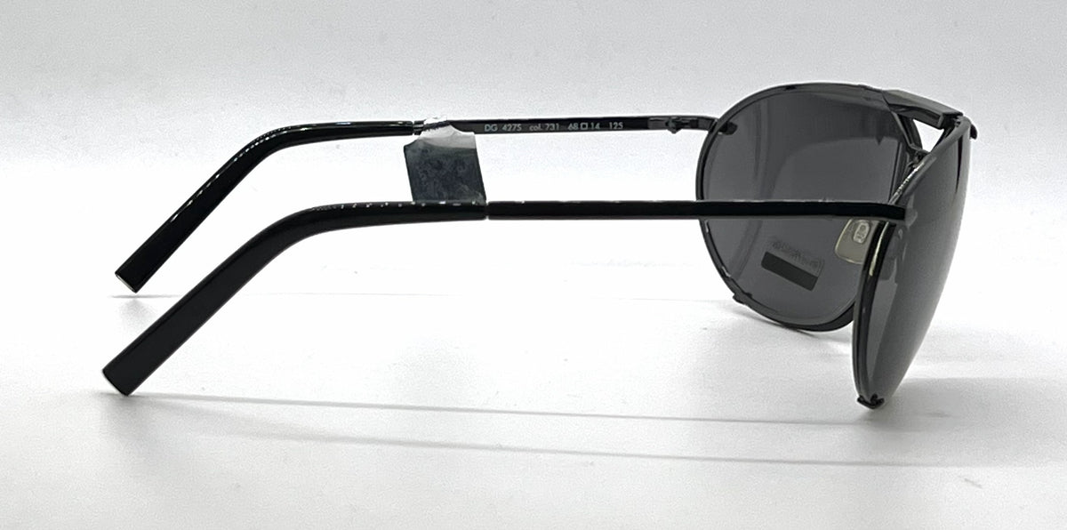 Dolce and Gabbana DG427S 731 Sporty Wraparound-Vintage Sunglasses Black-Solid Grey Lenses-Unworn