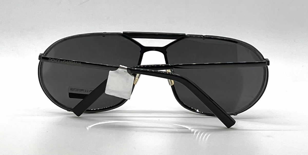 Dolce and Gabbana DG427S 731 Sporty Wraparound-Vintage Sunglasses Black-Solid Grey Lenses-Unworn