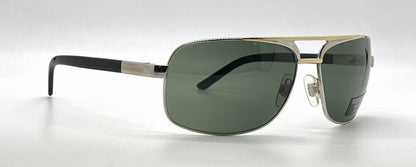 Dolce and Gabbana DG2049 265/31 Double-Bridge Aviator-Vintage Sunglasses Silver-Gold Green Lenses-Unworn