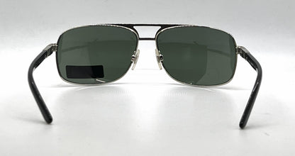 Dolce and Gabbana DG2049 265/31 Double-Bridge Aviator-Vintage Sunglasses Silver-Gold Green Lenses-Unworn