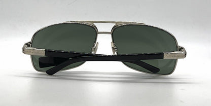 Dolce and Gabbana DG2049 265/31 Double-Bridge Aviator-Vintage Sunglasses Silver-Gold Green Lenses-Unworn