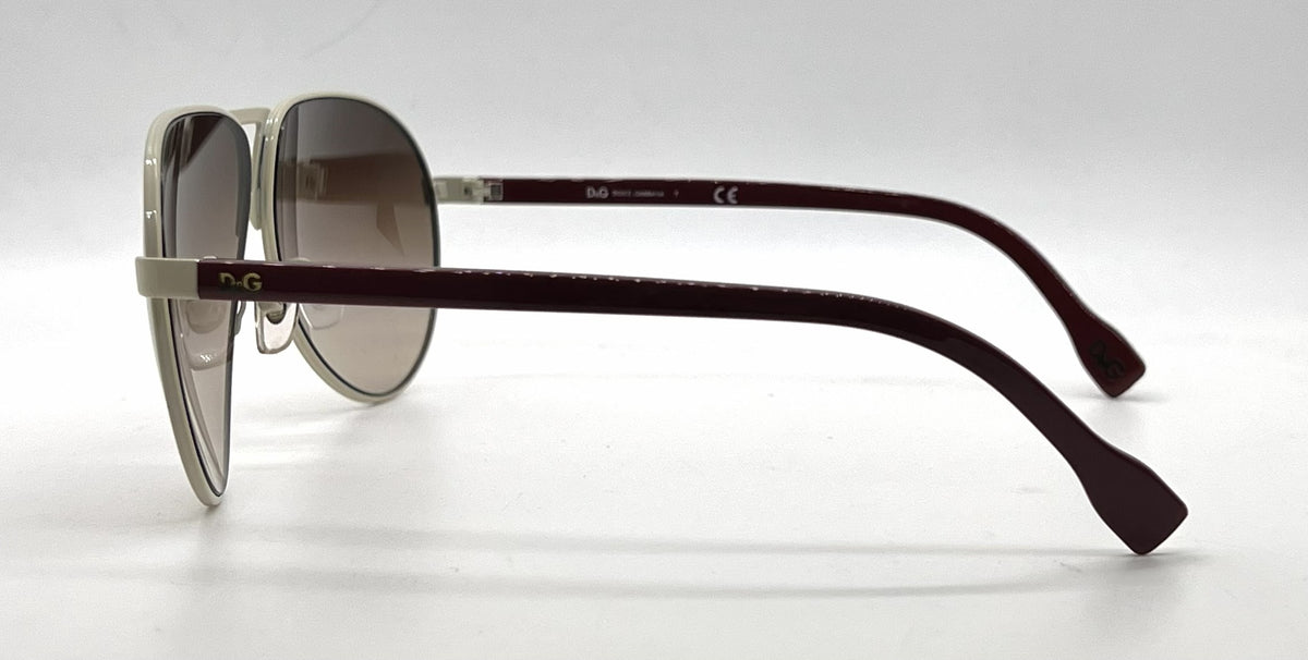 D&G6067 443/13 Sand Burgundy Aviator-Vintage Sunglasses-Brown Gradient Lenses-Unworn
