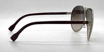 D&G6067 443/13 Sand Burgundy Aviator-Vintage Sunglasses-Brown Gradient Lenses-Unworn