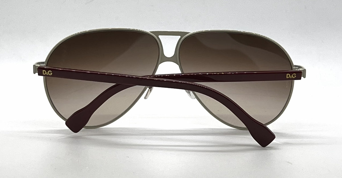D&G6067 443/13 Sand Burgundy Aviator-Vintage Sunglasses-Brown Gradient Lenses-Unworn