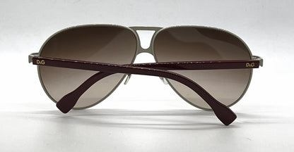 D&G6067 443/13 Sand Burgundy Aviator-Vintage Sunglasses-Brown Gradient Lenses-Unworn
