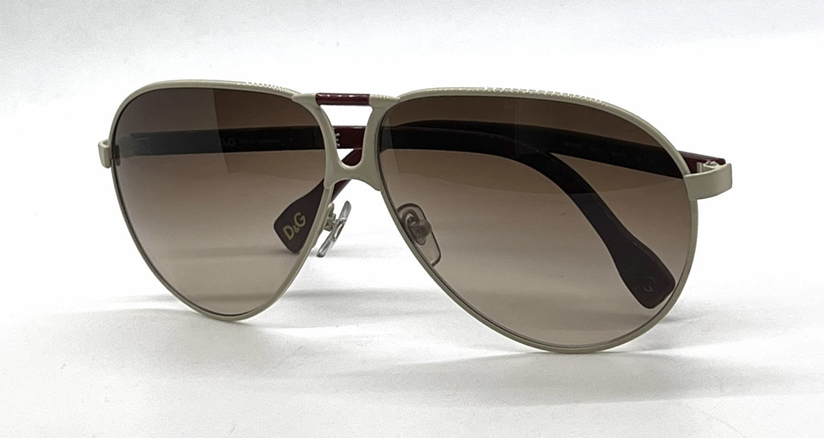 D&G6067 443/13 Sand Burgundy Aviator-Vintage Sunglasses-Brown Gradient Lenses-Unworn