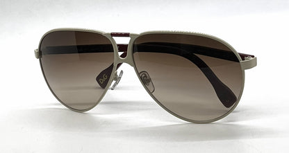 D&G6067 443/13 Sand Burgundy Aviator-Vintage Sunglasses-Brown Gradient Lenses-Unworn