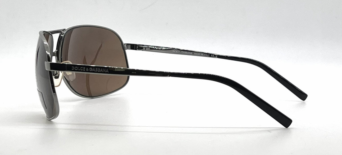 Dolce and Gabbana DG2023 045/73 Double-Bridge Aviator-Vintage Sunglasses Gunmetal-Brown-Unworn