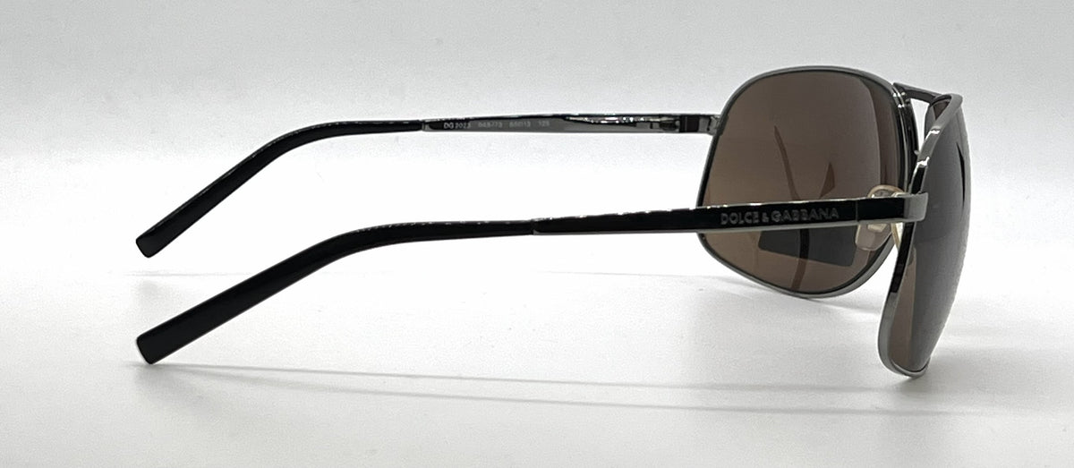 Dolce and Gabbana DG2023 045/73 Double-Bridge Aviator-Vintage Sunglasses Gunmetal-Brown-Unworn