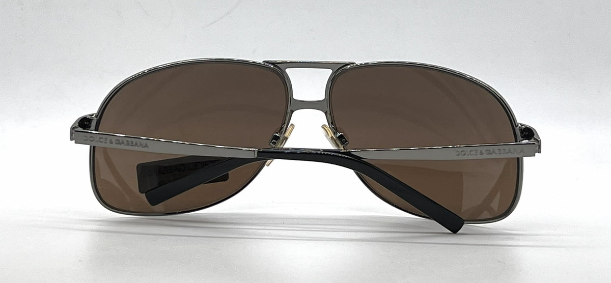 Dolce and Gabbana DG2023 045/73 Double-Bridge Aviator-Vintage Sunglasses Gunmetal-Brown-Unworn