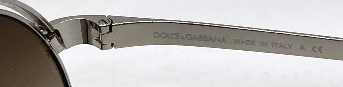 Dolce and Gabbana DG2065 05/13 Double-Bridge Aviator-Vintage Sunglasses Silver-Brown Gradient-Unworn