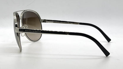 Dolce and Gabbana DG2065 05/13 Double-Bridge Aviator-Vintage Sunglasses Silver-Brown Gradient-Unworn
